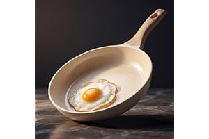 Frigideira Antiaderente com Revestimento Cerâmico para Fogão de Indução e a Gás | Não Gruda e Fácil de Limpar (Creme)