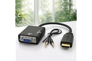 Adaptador HDMI para VGA com Áudio P2 1080p – Conversor para PC, Notebook, Xbox, PS4, Monitor e Projetor Premium