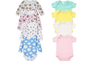 Kit 4 Body Bebê Menina Algodão Manga Longa Estampado E Manga Curta Liso Cores Sortidas Confortável
