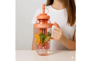Garrafa Fitness 1300ml com Filtro Infusor – Água Aromatizada, Chá Gelado e Detox – Garrafa de Água Esportiva com Infusor de F
