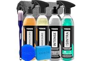 Kit hidratante Restaurador de Couro Hidracouro Higicouro Apc Sintra fast Revitalizador de pasticos Intense 500 ml Vonixx