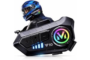 Fone de Capacete Bluetooth V10 com Cancelamento de Ruído, GPS e Atendimento de Chamadas, RGB LED com Headset