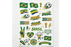 TatuagemTemporaria Copa do Mundo 2026 Taguagem Infantil Bandeira do Brasil para Combinar com o Album Copa do Mundo 2026 Figur