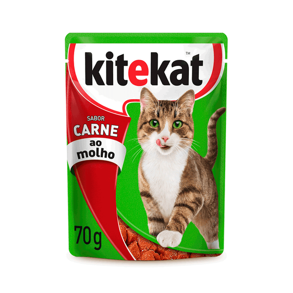 Ração Úmida KiteKat Sachê para Gatos Adultos Carne ao Molho 70 g