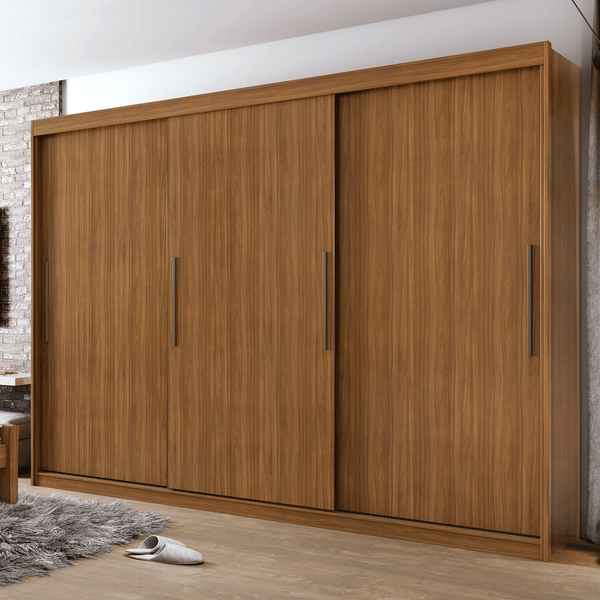 Guarda-roupa em MDF, 3 Portas, 4 Gavetas - Taurus Rovere Naturale / Off-White