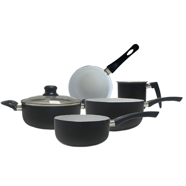 Conjunto de Panelas Santiago Revestimento Cerâmico 5 Peças Alumínio/Baquelite Preto
