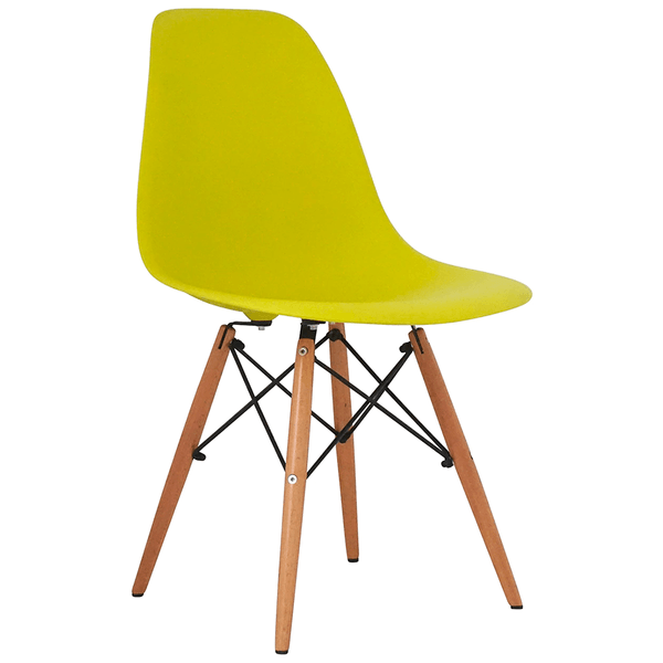 Cadeira em Madeira e metal, Assento Polipropileno - Eames Amarela