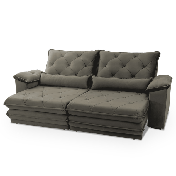 Estofado Hellen Plenitude 250cm Retratil Reclinavel - 3 Lugares Tabaco