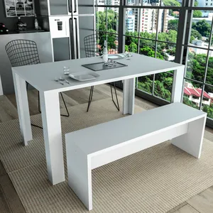 Mesa de Jantar em MDP, 4 Lugares, Com Pés - Liv Branco