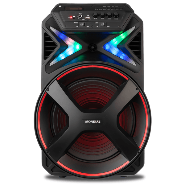 Caixa Amplificada Mondial, 400W, Bluetooth, USB, Preto/Vermelho - CM-400 Bivolt