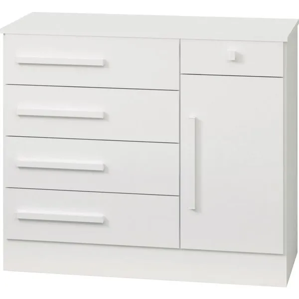 Cômoda Sapateira 5 Gavetas 1 Porta - Santos Andirá Teen LOL Branco