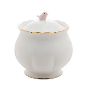 Açucareiro de Porcelana Birds Branco 300ml - Wolff