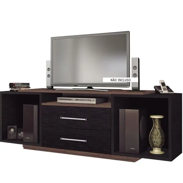 Rack com Rodízio - RV Móveis Bahamas Teka / Preto