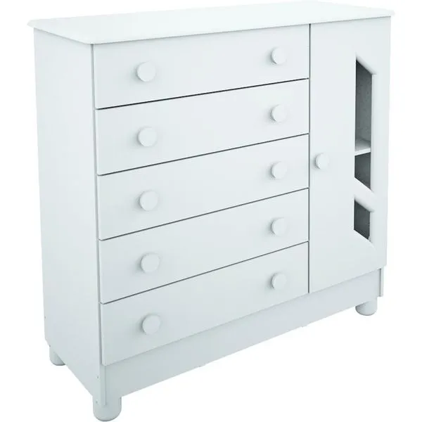 Cômoda 5 Gavetas Branco - Carolina Móveis Pietra Branco