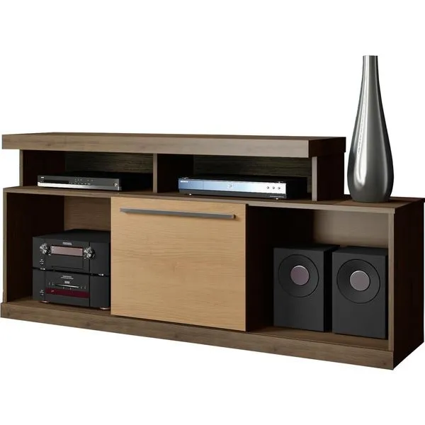 Rack com Porta Deslizante - Belaflex Rivoli Cacau / Amêndoa