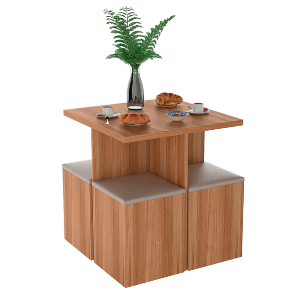 Mesa de Jantar em MDP, Com 4 Banquetas - CON1201 Castanho / Bege