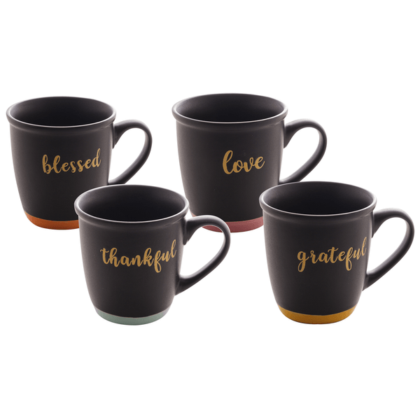 Conjunto Caneca Cerâmica, 4 Peças, 240ml, Preto Matt - 28556