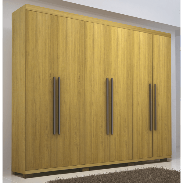 Guarda-Roupa Casal Windsor em MDF 6 Portas 6 Gavetas Bom Pastor Noce