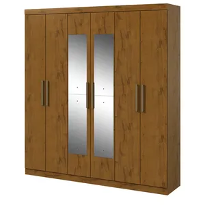 Guarda-Roupas de 6 Portas, Com Espelho, 3 Gavetas, MDF - Lopas Jazz Rovere