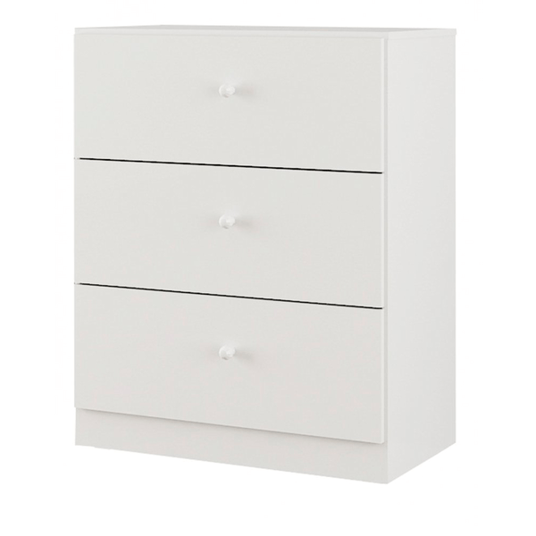 Cômoda de Madeira, 3 Gavetas - Canaã Móveis Meu Bebê Branco Brilho
