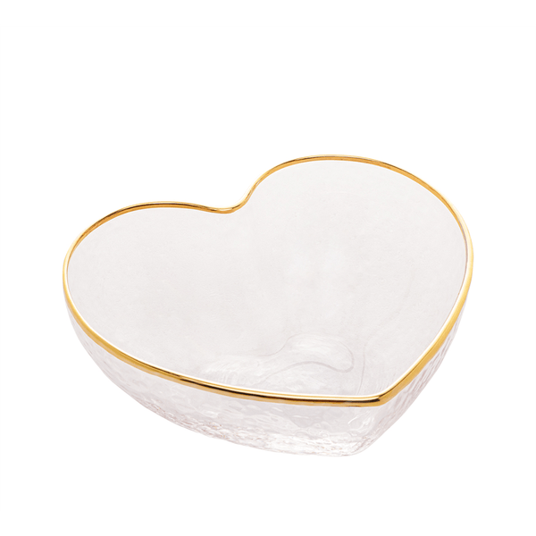 Bowl Heart Bon Gourmet, Com Borda Dourada, Vidro, Transparente, 9x8cm - 8345