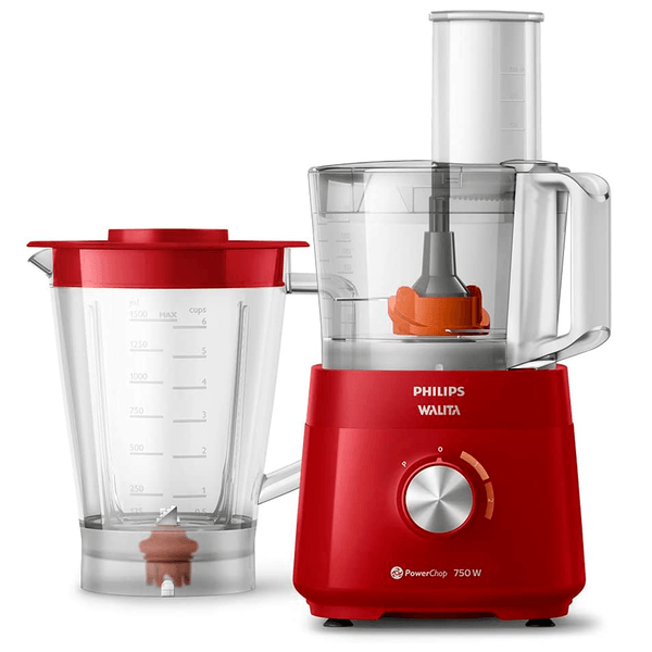 Multiprocessador PowerChop Philips Walita, 750W, 2 Velocidades + Pulsar, Vermelho - RI7302 220V