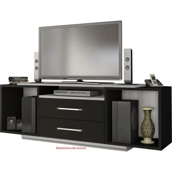 Rack com Rodízio - RV Móveis Bahamas Carvalho / Preto