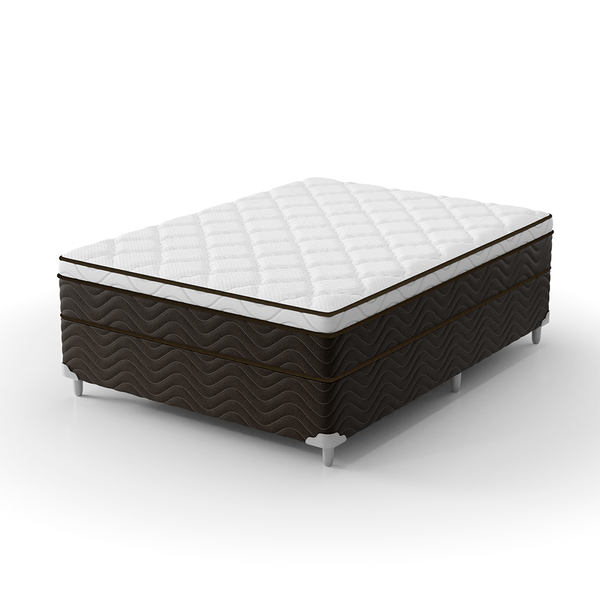 Conjunto Box Queen Size Montreal Da Vinci com Molas Ensacadas e Espuma D26 158x198x76cm