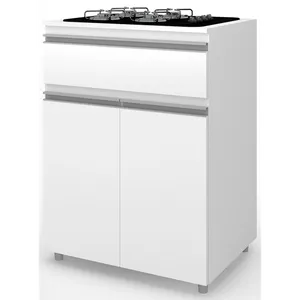 Balcão para Cooktop em MDP, 2 Portas e 1 Gaveta - Móvel Bento ASM186 Branco