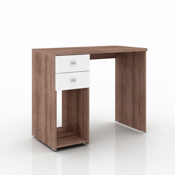 Mesa Para Notebook, 2 Gavetas, 1 Nicho, MDP - Móvel Bento MSM412 Rústico / Branco
