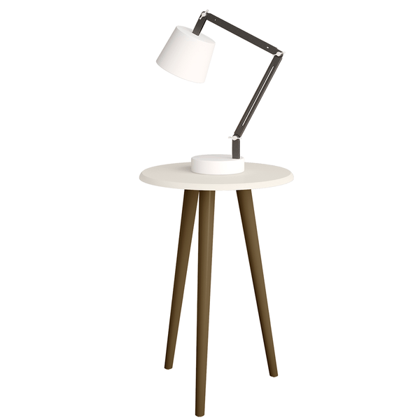 Mesa de Apoio em MDF, 3 Pés - Brilhante Off-White