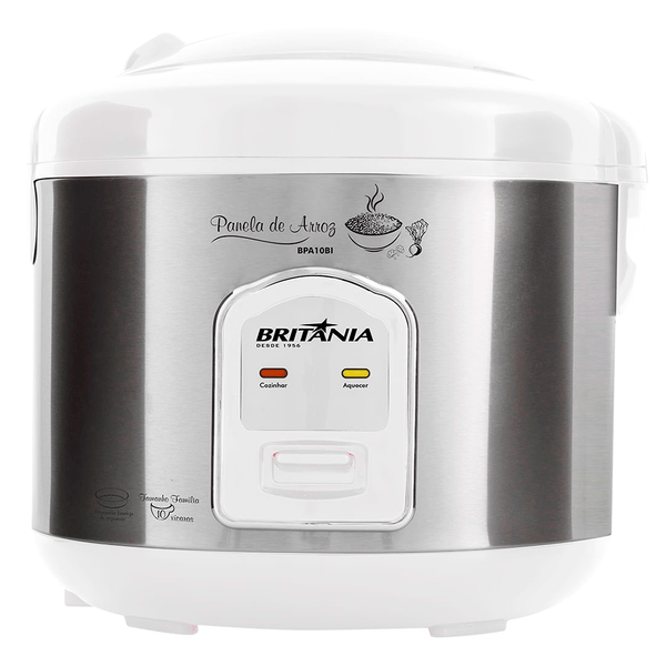 Panela de Arroz Britânia, 10 xícaras, 700 W, Com a função manter aquecido, Inox- BPA10BI 110V
