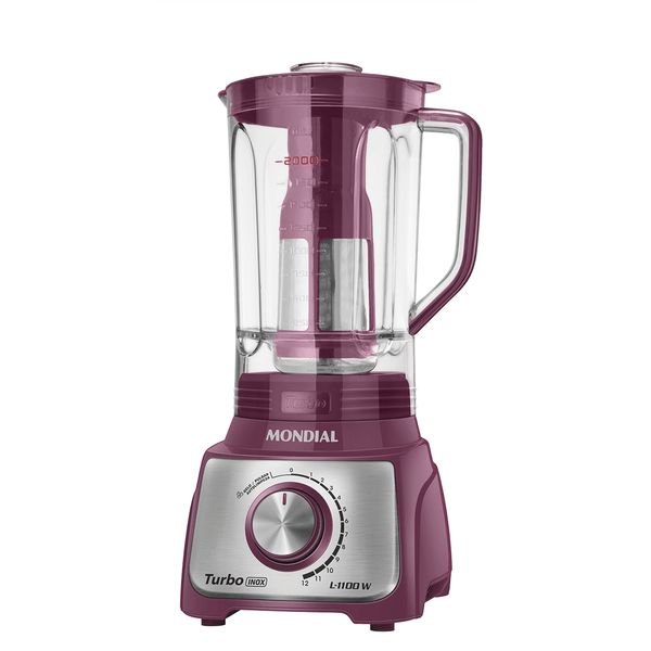 Liquidificador Mondial Turbo Inox, 12 Velocidades, 1100W, Marsala/Inox - L1100MI 220V