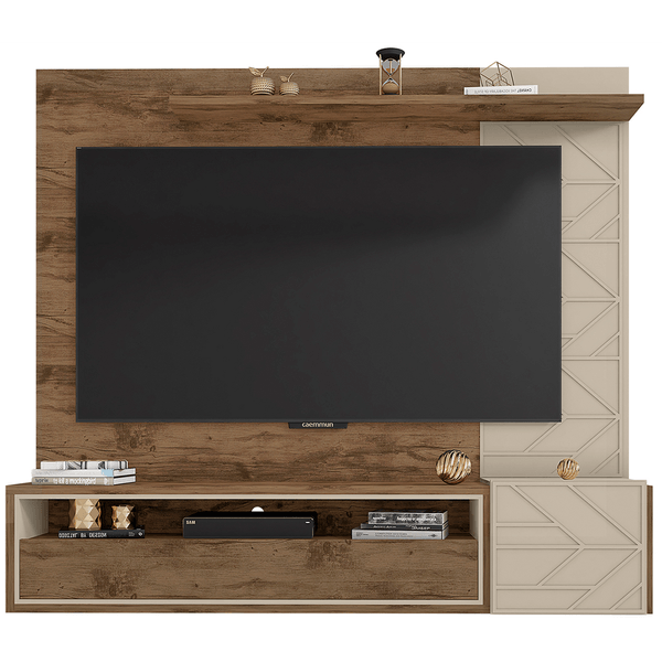 Painel Prisma em MDP para TV até 65'' Caemmun Jatobá / Off White