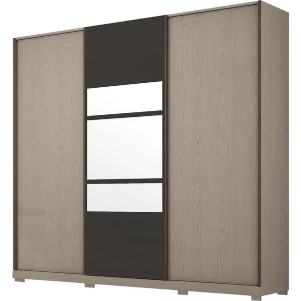 Guarda-roupa 3 Portas de Correr Espelho com Pés - Demóbile Pienza Carvalho / Onix