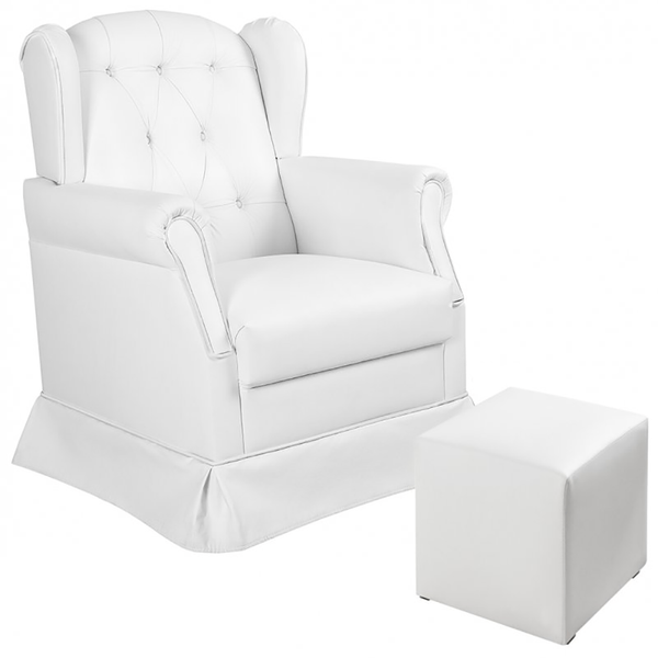 Poltrona com Balanço Revestimento em Corino + Puff - Móveis Canaã Cristal Branco