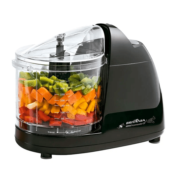 Mini Processador de Alimentos 2P Britânia 160W Jarra 360 ml Preto 220V