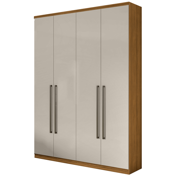 Guarda-roupa, MDF, 04 Portas, 02 gavetas, 01 Calceiro - Alonzo New Rovere Naturale / Off White