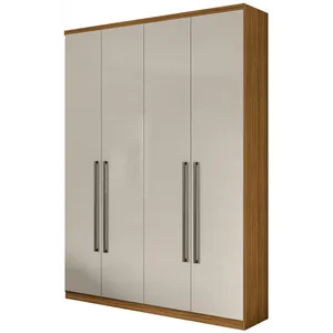Guarda-roupa, MDF, 04 Portas, 02 gavetas, 01 Calceiro - Alonzo New Rovere Naturale / Off White
