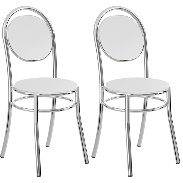 Conjunto de Cadeiras em Aço Cromado - Carraro 190 Branco