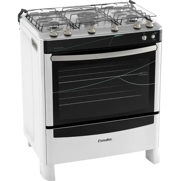 Fogão 5 Bocas de Piso Esmaltec Branco Bivolt - Topazio Bivolt