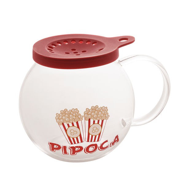 Pipoqueira para Micro-ondas, Vidro, Transparente/Vermelho - 1390