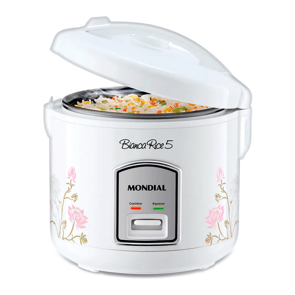 Panela Elétrica Bianca Rice Mondial Multifuncional 5 Xícaras Revestimento Antiaderente Branca NPE055X 220V