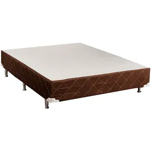 Box Base 138x188x38cm, Pés PVC, Marrom Liso - Sonho Marrom