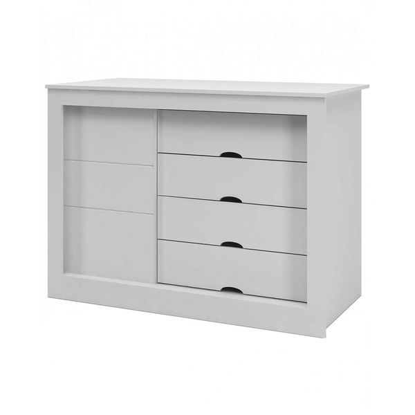 Cômoda com 4 Gavetas, 1 Porta, MDF - Canaã Móveis Esmeralda Branco Acetinado