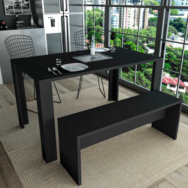 Mesa de Jantar em MDP, 4 Lugares, Com Pés - Liv Preto