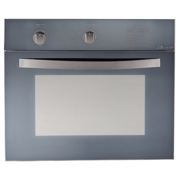 Forno de Embutir a Gás Built com Grill Superior, 46L, 750W, Timer, Aço/Espelhado - Luxor 110V