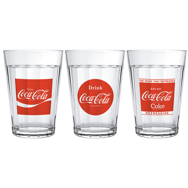 Conjunto de Copo Americano Linha do Tempo Coca-Coca, 3 Peças, Vidro, 190ml - 2910