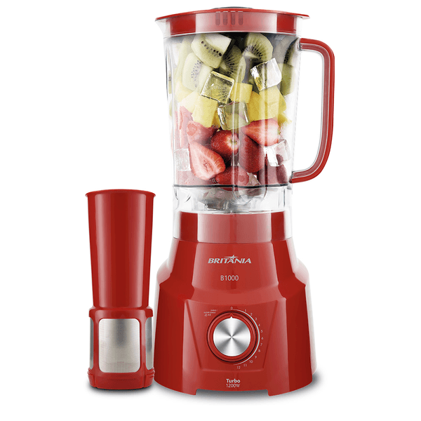 Liquidificador Britânia, 12 Velocidades, 1200W, Vermelho - B1000 110V
