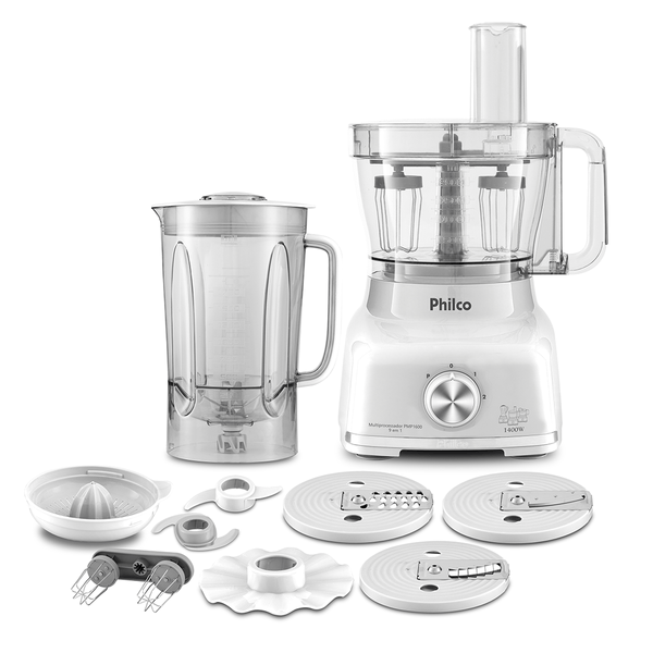 Multiprocessador Philco, 2 Velocidades + Pulsar, 1400W, Branco - PMP1600B 220V